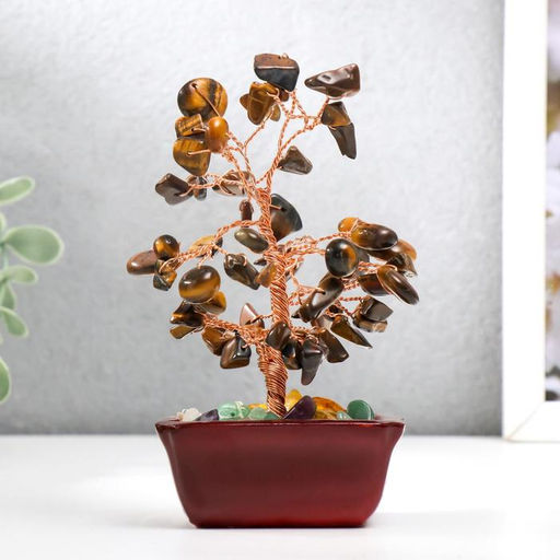 Бонсай декоративный 60 камней «Денежное дерево с тигровыми кристаллами», 13×7×5 см