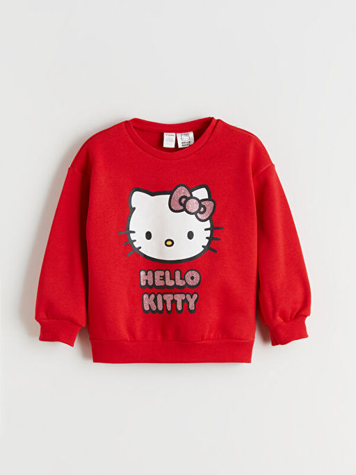 Hello Kitty Bask?l? K?z ?ocuk Kal?n Sweatshirt