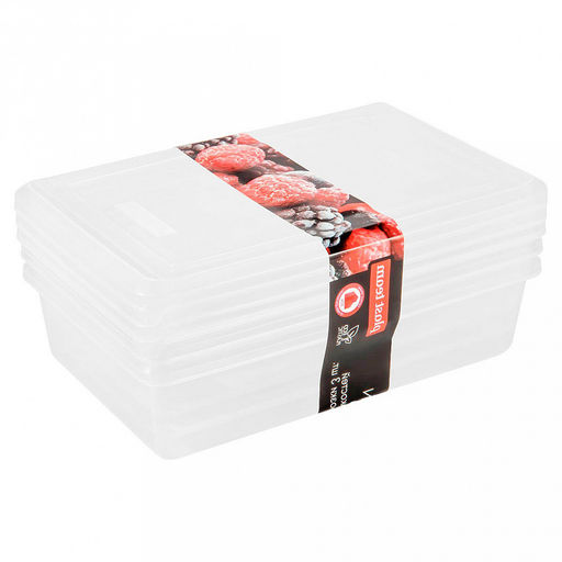 Asti Контейнер для заморозки продуктов пластмассовый 0,75л, 18,5х12х9см, набор 3шт, прозрачный (Россия) - Домашняя мода фото 2