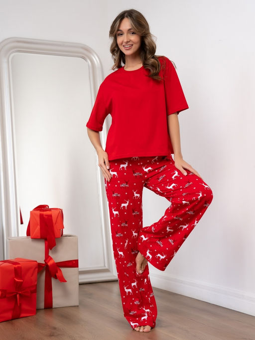 Новогодняя женская пижама с брюками - Binita фото 3