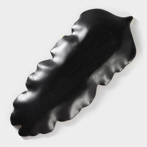 Блюдо для фруктов Доляна «Золотой лист», 38.5×15.5 см, золотое с чёрным