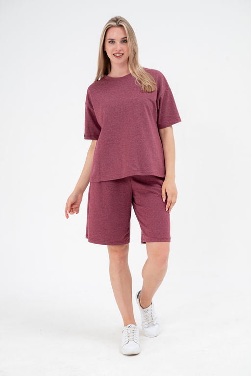 Костюм из футера унисекс бордо-меланж - Амадэль фото 28