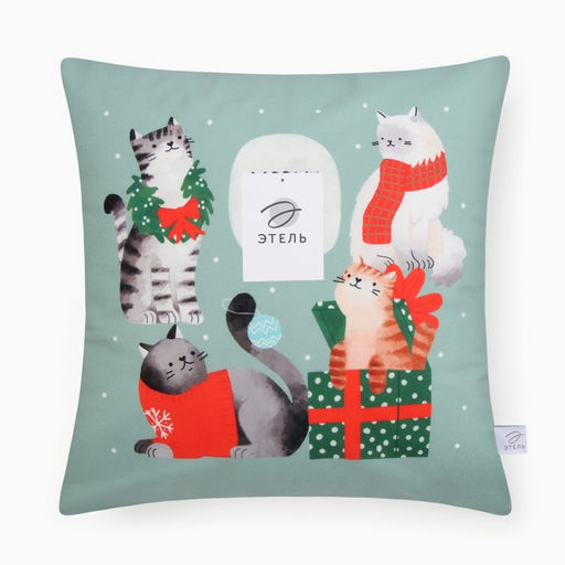 Чехол на подушку Этель Meow X-mas 40*40 см, 100 п/э, велюр фото 6