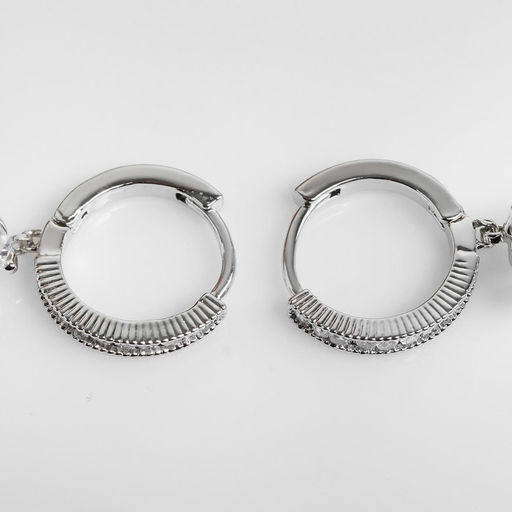 Серьги со стразами Блум полукруглое крепление, цвет белый в серебре - Queen fair фото 3