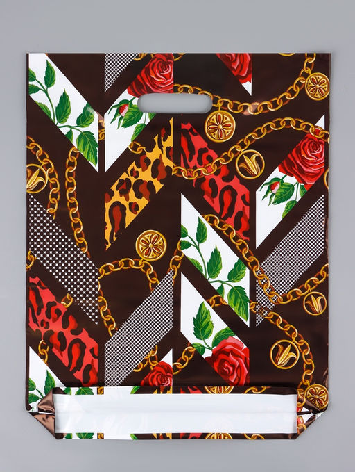 Цена за 25 шт. Пакет Гламур, полиэтиленовый с вырубной ручкой 38?47 см, 60 мкм