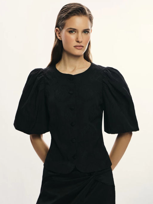 Топ с рукавами-буфами из жаккарда / Zarina