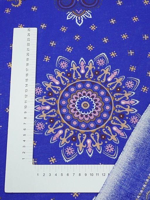 Ситец Восточные узоры (Гол.платок 0.95м*0.95м) цв.васильковый, ш.0.95м, хлопок-100%, раппорт 1м - Купава фото 6