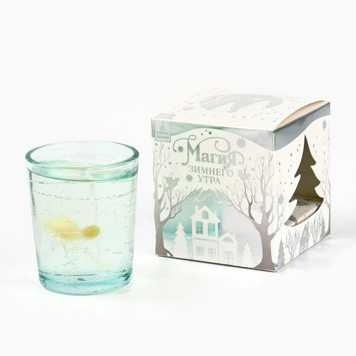 Свеча новогодняя гелевая «Цветочная», с декором внутри, 5×6 см