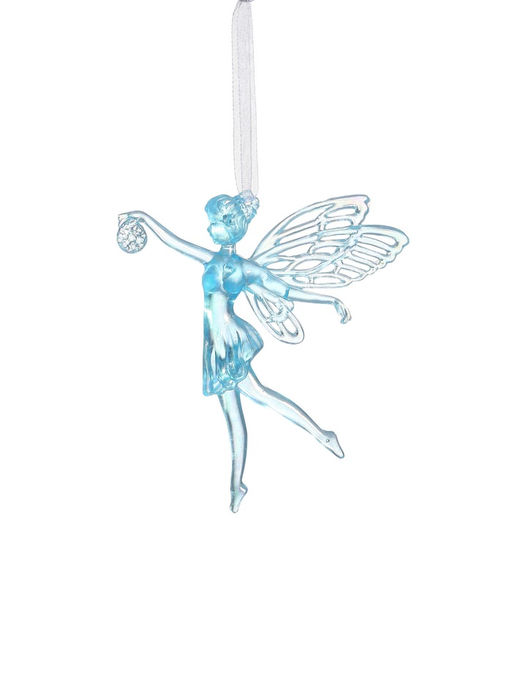 Цена за 2 шт. Ёлочная игрушка Зимнее волшебство. Фея с шариком, 1211.5 см, голубой перелив фото 8