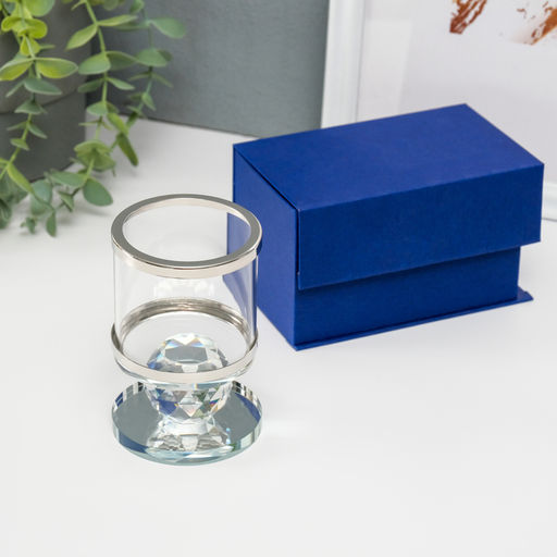 Подсвечник стекло на 1 свечу "Стаканчик на кристалле" прозрачный 11х7х7 см