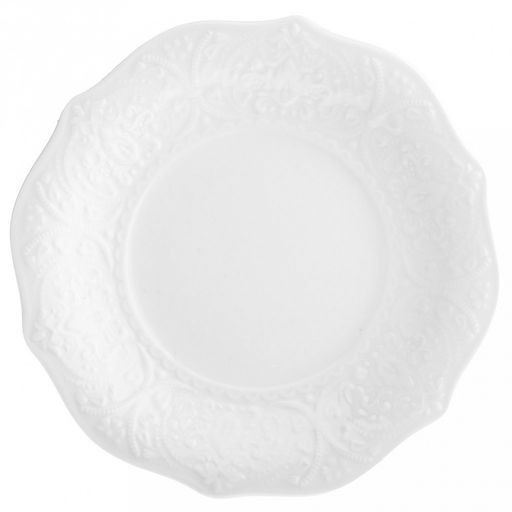 Русь Тарелка мелкая фарфоровая д165мм h18мм, белый, рельефный декор, волнистый край (Китай) - Домашняя мода фото 4
