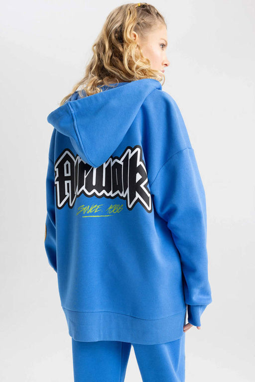 Толстовка на молнии с капюшоном Cool Airwalk Oversize - Defacto фото 8