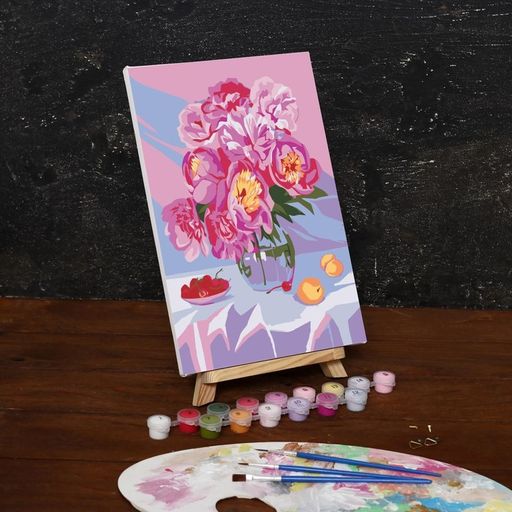 Картина по номерам на холсте с подрамником Букет пионов, 30х20 см - Школа талантов фото 2