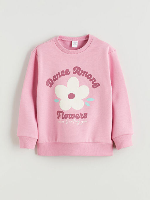 Desenli K?z ?ocuk Kal?n Sweatshirt