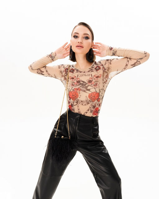 Лонгслив из сетки с круглым вырезом 457.4 - Sahar art lab фото 6