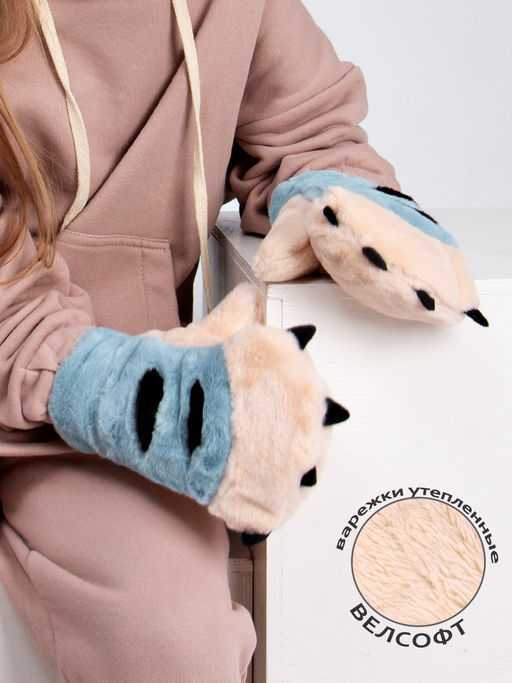 Варежки детские меховые Kim Lin  фото 3