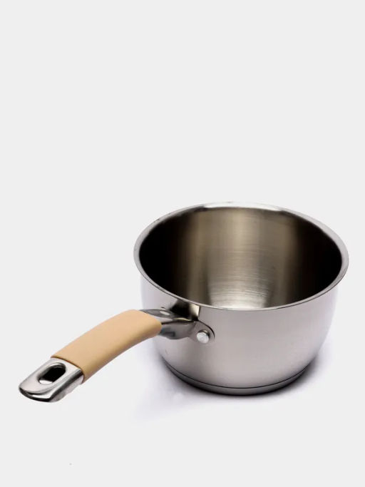 Ковш Fortuna 1,65л.,из нерж.стали, ручка сталь/силикон, матовый, d-16см, капс.дно, арт. 007216