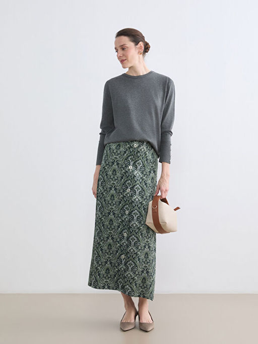 Beli Lastikli Desenli A Kesim Etek