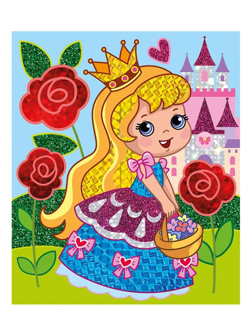 Набор для творчества. Аппликация фольгой "Принцесса" размер 138х165 мм (конверт, 6 цв)
