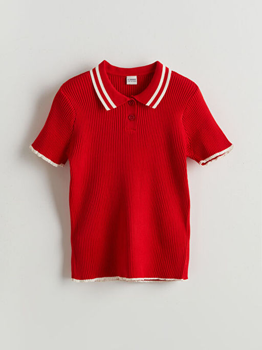 Polo Yaka K?z ?ocuk Triko Kazak