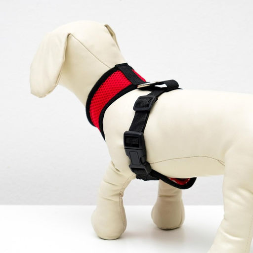 Шлейка мягкая из неопрена, размер S, ОШ 24 см, ОГ 24-34 см, красная - Пижон фото 2