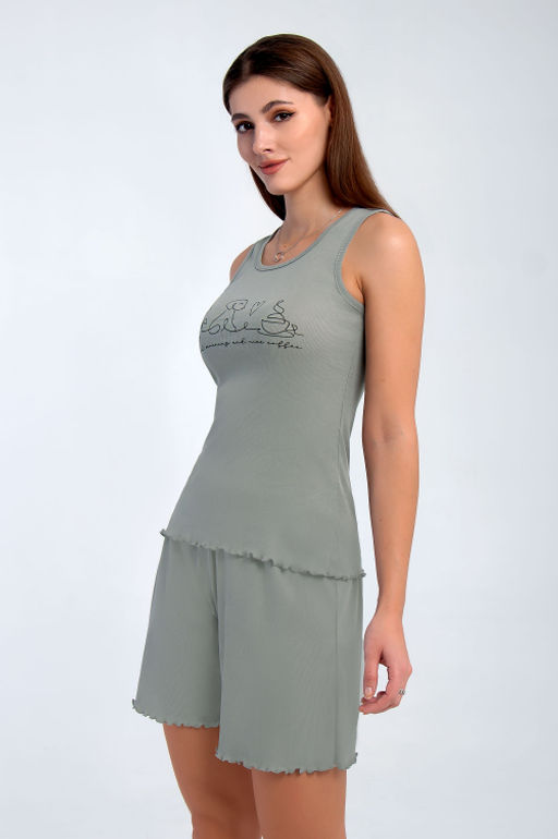 Арт. 9156/4 Пижама с шортами 42-50 (5 шт) Цвет:верх-полынь,низ-полынь - Калинка фото 19