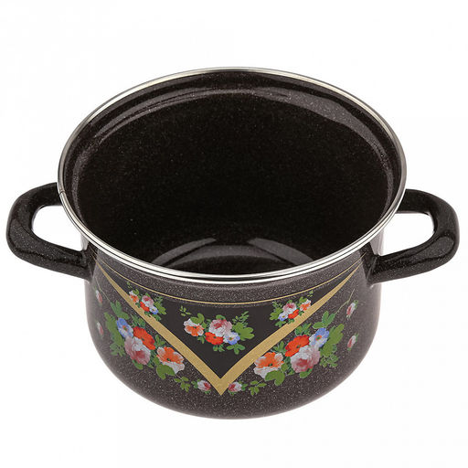 "Красава" Кастрюля эмалированная 1,5л, форма цилиндрическая, металлическая крышка (Россия)