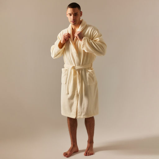 Халат махровый мужской SL HOME: Basic «Айвори», размер S, хлопок 100%, молочный