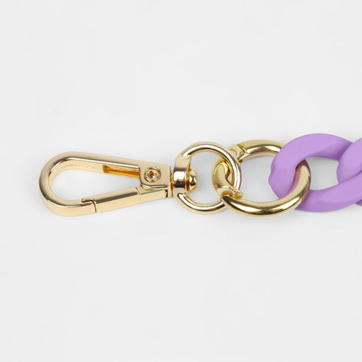 Цепочка для сумки, с карабинами, пластиковая, 23×17 мм, 30 см, цвет сиреневый, золотой