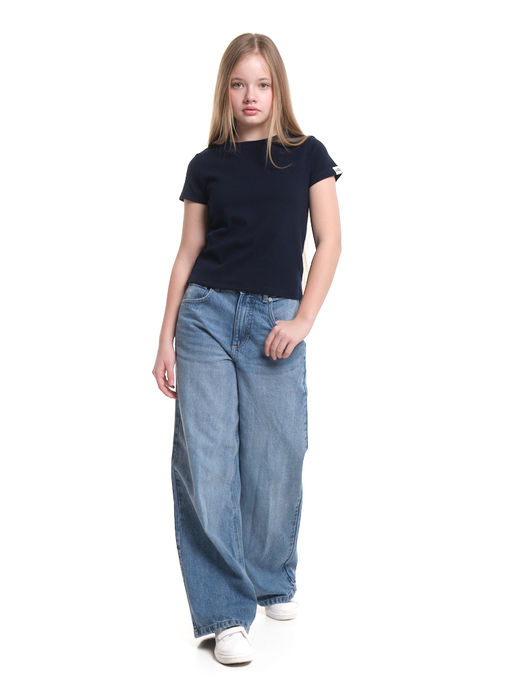 Футболка в рубчик 22-0210 синий