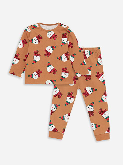 Bisiklet Yaka Bask?l? Erkek Bebek Pijama Tak?m?