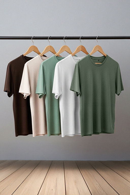 Unisex Mint-Haki-Kahverengi Slim/Dar Kesim 5li Paket %100 Tok Kuma_ T-shirt TMNAW20TS0243 - Trendyolmilla фото 2