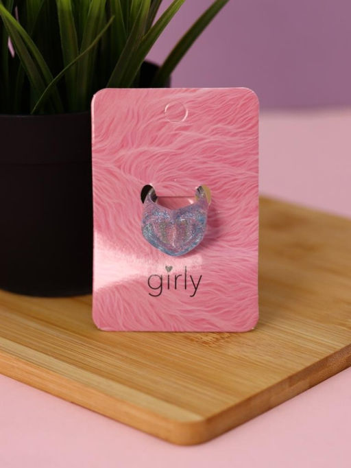 Кольцо акриловое GIRLY "Blue heart", blue (d=1,7 см)