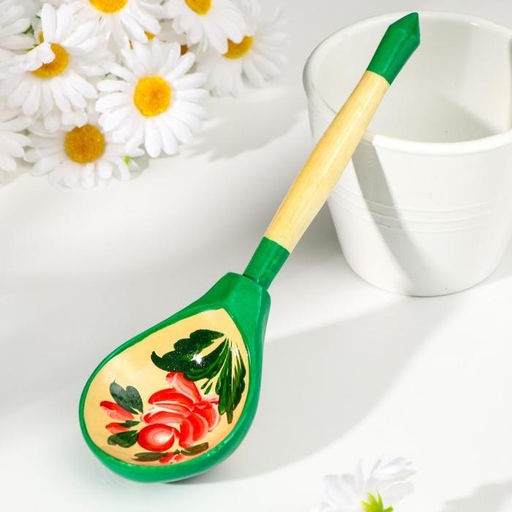 Ложка деревянная «Матрёшка», полубаская, 19×6 см, МИКС