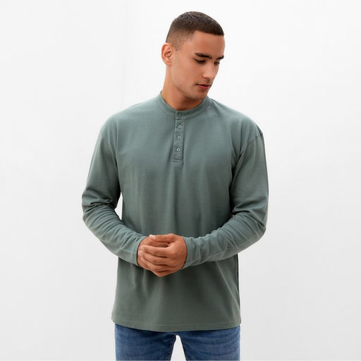 Футболка с дл. рукавом мужская MINAKU цвет хаки, р-р 54