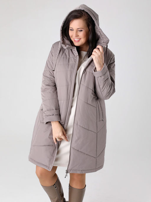 23422 Пальто серо-коричневый - Dizzyway фото 2