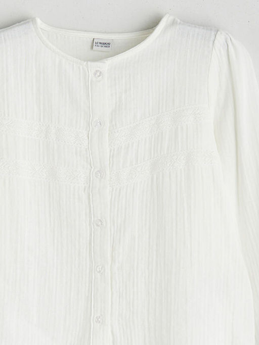 Bisiklet Yaka Dantel Detayl? K?z ?ocuk M?slin G?mlek