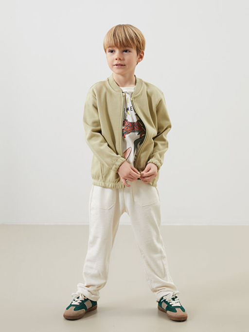 Basic Erkek ?ocuk Fermuarl? Sweatshirt