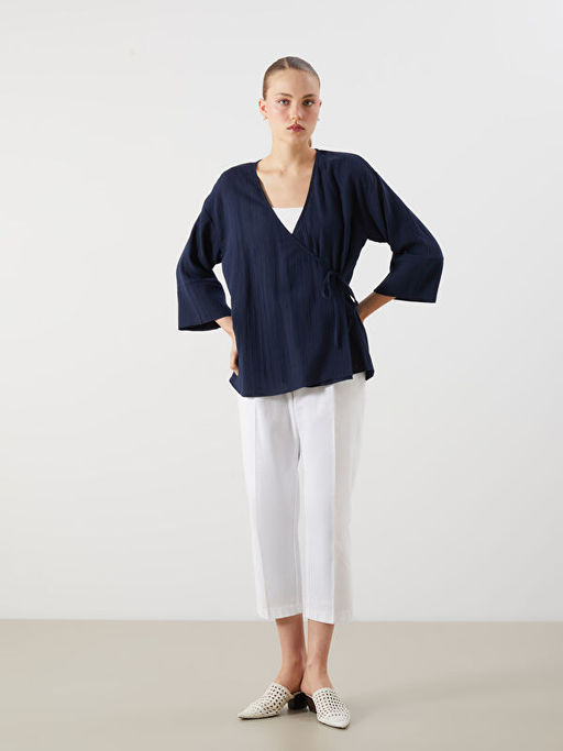 Kruvaze Yaka Dokulu Kad?n Kimono