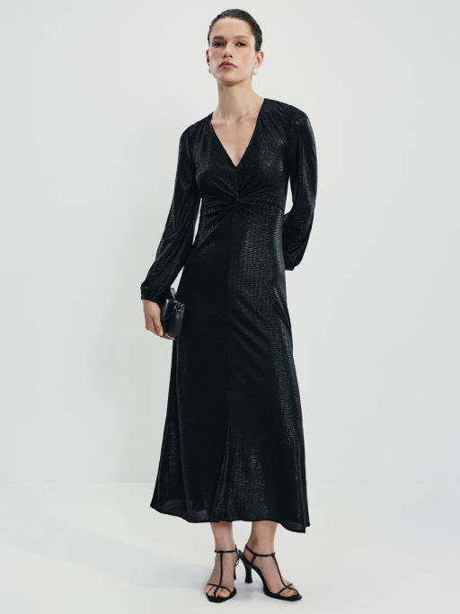 Платье из блестящей ткани с разрезом / Zarina