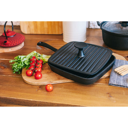Крышка-пресс для гриля Доляна «Квадрат», чугун, 23×23 см, чёрная