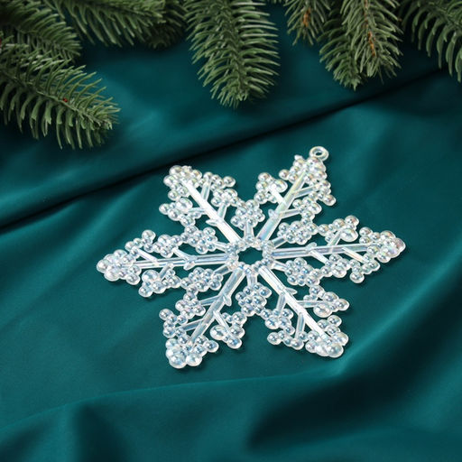 Цена за 2 шт. Ёлочные игрушки 2 шт. Зимнее волшебство. Снежинка бусинки, 1210 см, прозрачный перламутр фото 2