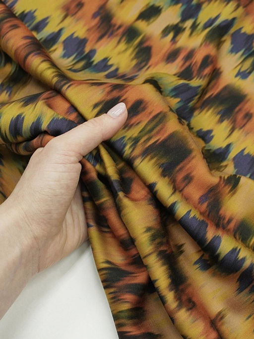 Штапель Премиум Икат цв.оранжевый/фиолетовый, ш1.5м, вискоза-100%, 125р/м.кв - Купава фото 15