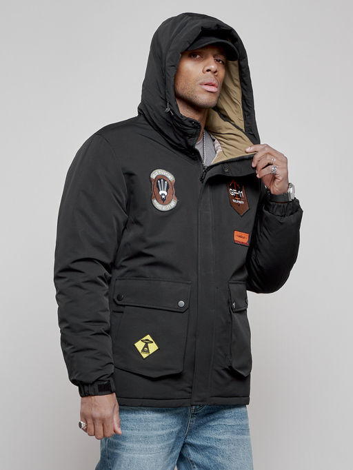 Куртка мужская зимняя с капюшоном молодежная черного цвета 88917Ch - Mtforce фото 18