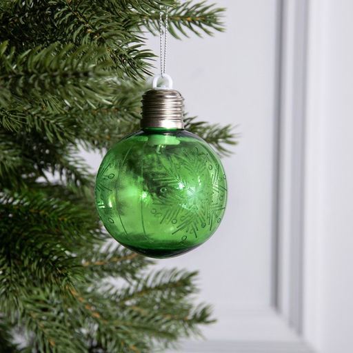 Ёлочный шар Снежинка, 8x10 см, 1 LED, от батареек, свечение тёплое белое - Luazon lighting фото 2