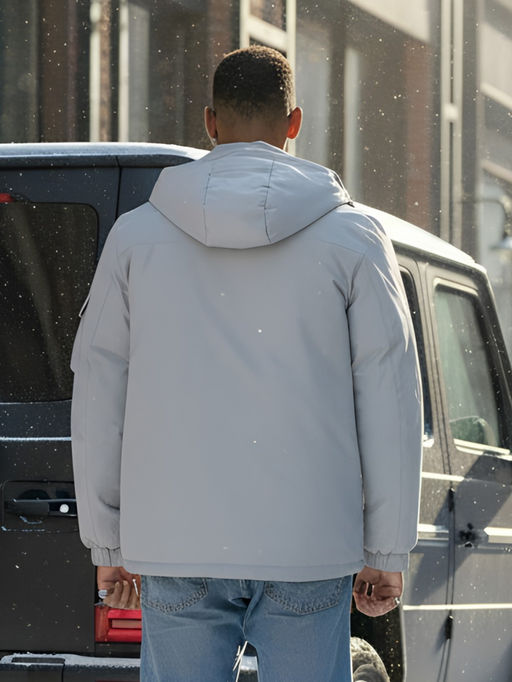 Куртка спортивная мужская зимняя с капюшоном светло-серого цвета 3222SS - Wonderrman фото 19