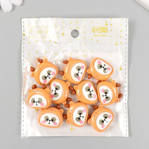 Цена за 10 шт. Декор для творчества пластик «Панда в шапке олене», 2.3×2.3×1 см