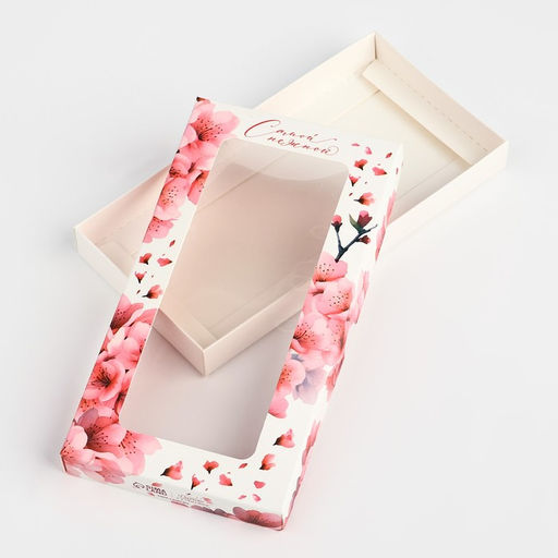 Цена за 5 шт. Коробка для шоколада «Сакура», с окном, 16.4×8.4×1.7 см