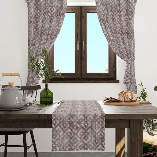 Шторы для кухни, 2шт 103х160см "Тотем", на шторной ленте, рогожка, хлопок "Комфорт" 171г/м2, упаковка классическая 28х41см, "Домашняя мода" (Россия)