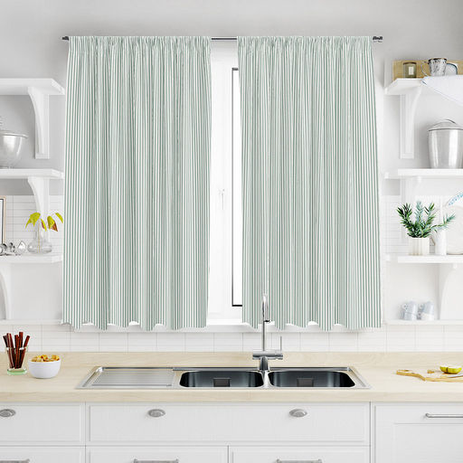 Шторы для кухни, 2шт 148х160см "Виши" полоса, на шторной ленте, рогожка, хлопок "Премиум" 186г/м2, упаковка классическая 28х41см, "Домашняя мода" (Россия)